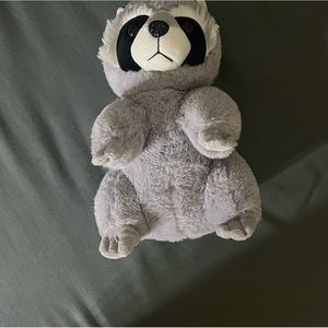 Black and Gray Raccoon Plush Toy with Soft Fur